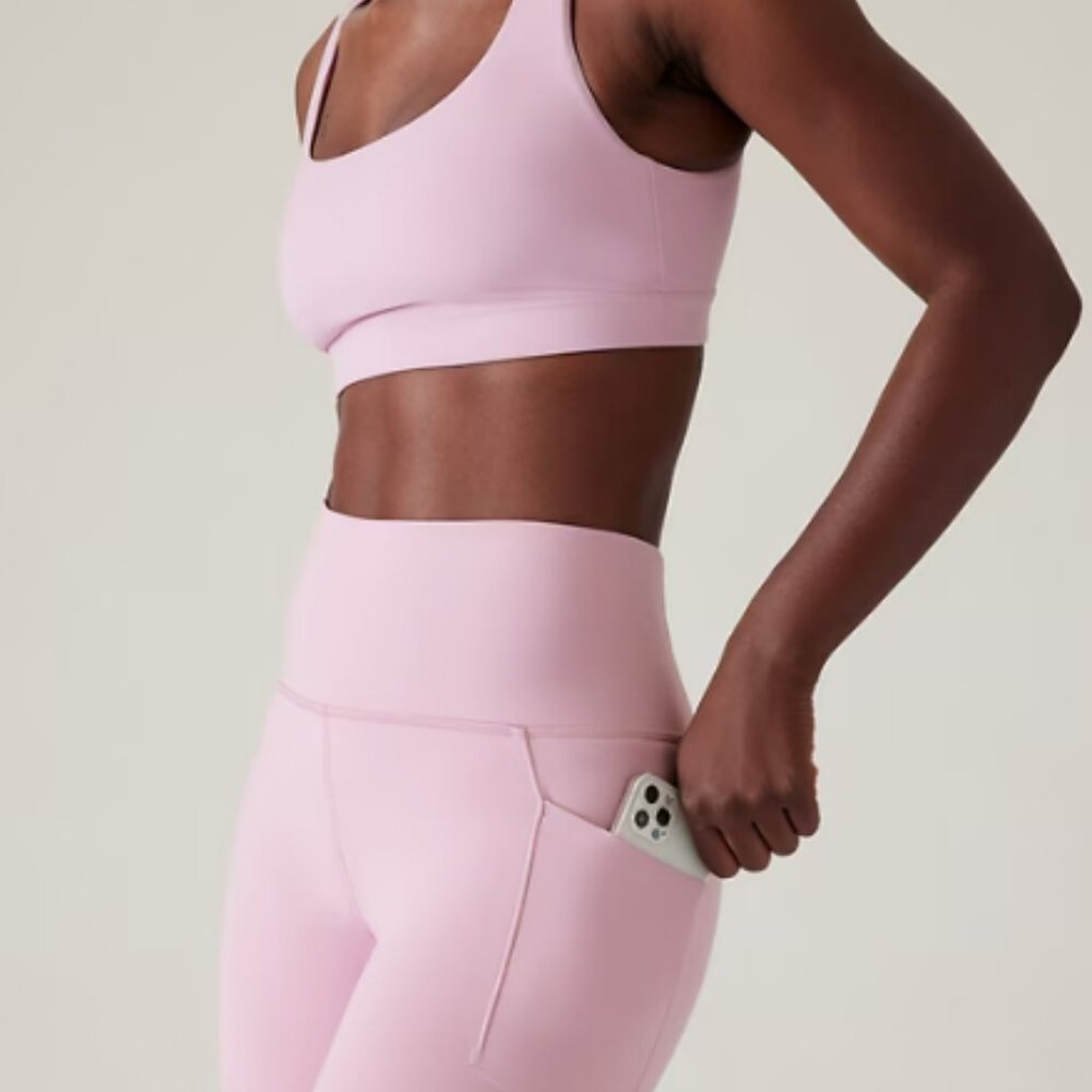 NWOT Athleta Salutation Stash High Rise Mesh 7/8 Tight Legging Begonia | Medium
